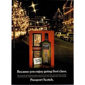 1981 Passport Scotch Christmas Lights City at Night Vintage Print Ad Wall Art